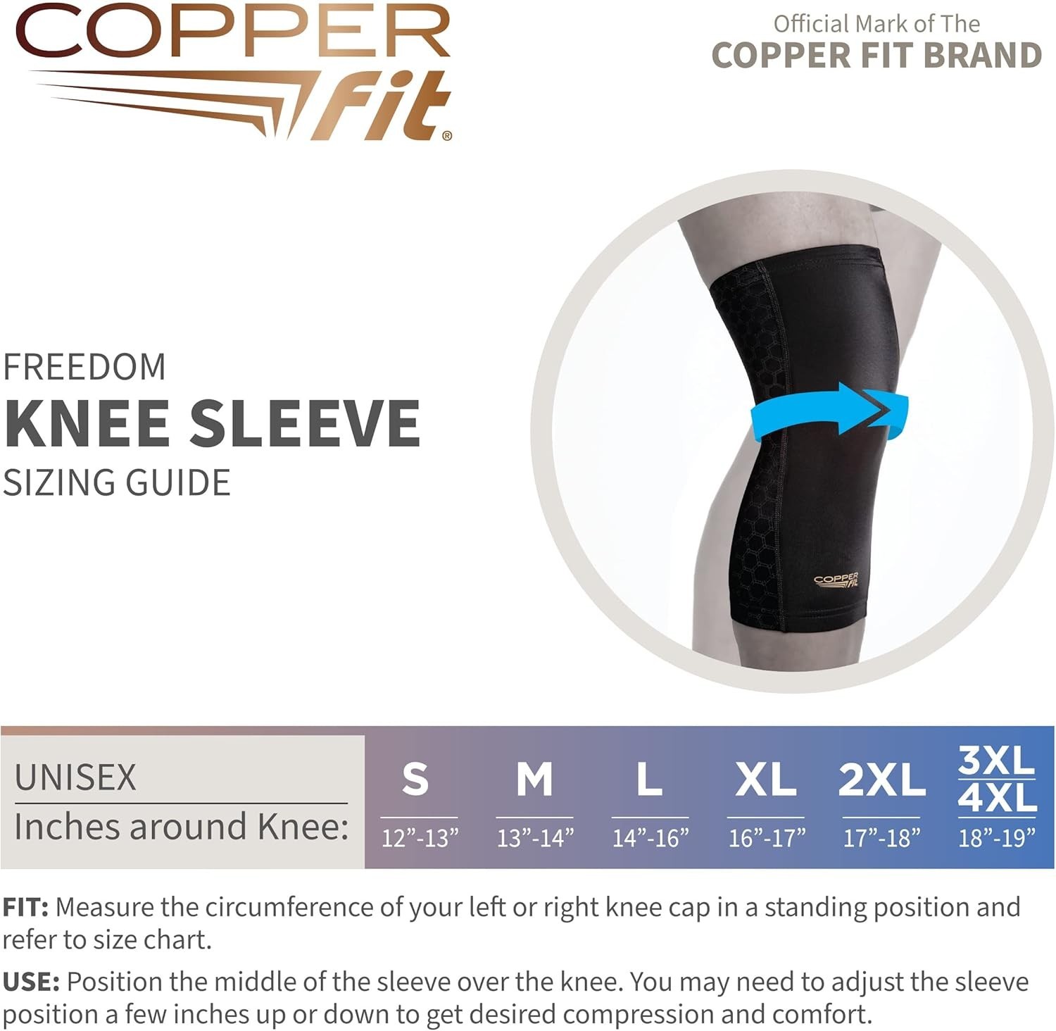 Copper Fit Freedom Knee Compression Sleeve