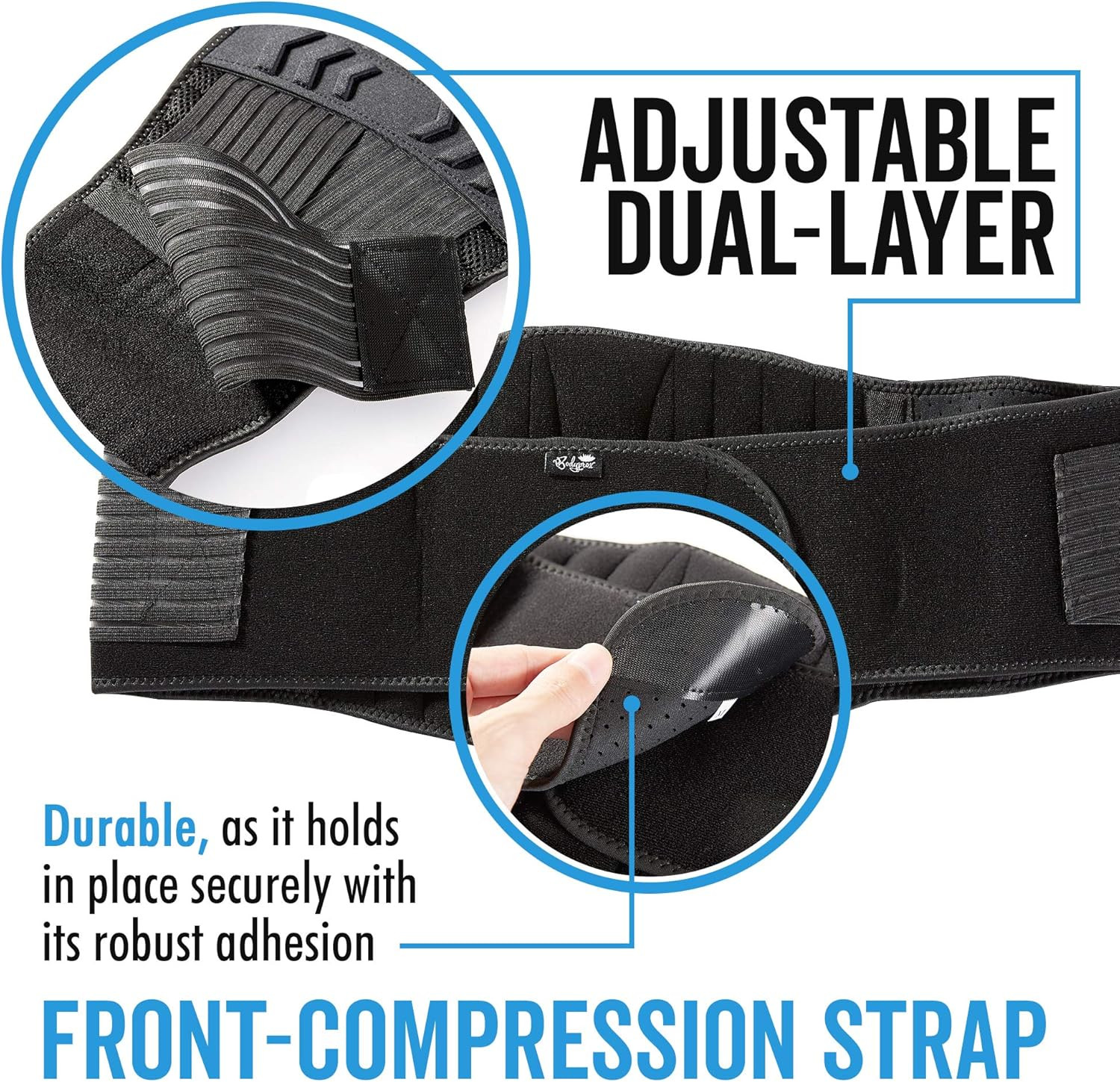 Lumbar Support Back Brace Belt for Men Women, Adjustable Dual-Strap (28-50 in)