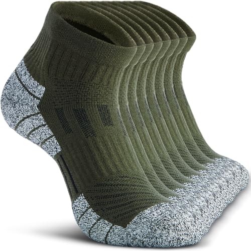 Compression Ankle Socks – Cozy Cushioned Hiking Running for Men Medium 4 Green