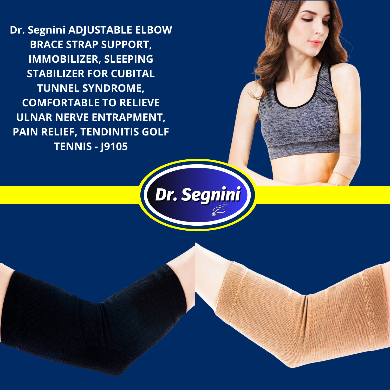 ELBOW BRACE COMPRESSION SUPPORT DOUBLE-LAYER 70% NYLON+30% SPANDEX ✅J9105 ⭐