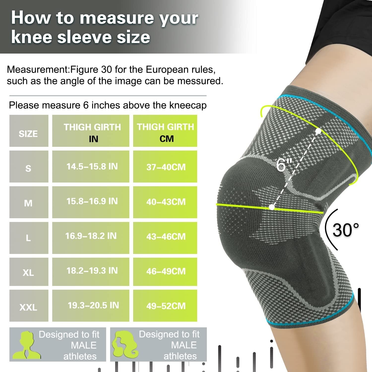 SOOVERKI Knee Brace, Knee Compression Sleeve Support with Patella Gel Pads-XL-