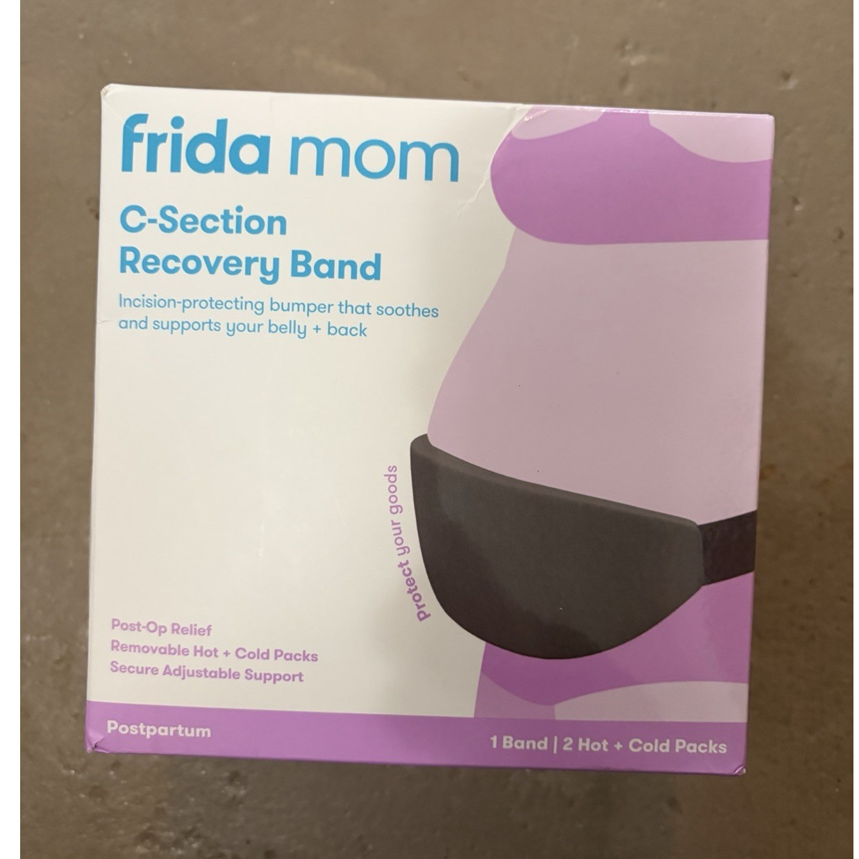 Frida Mom C-Section Recovery Band Adjustable Black Removable Hot Cold Packs