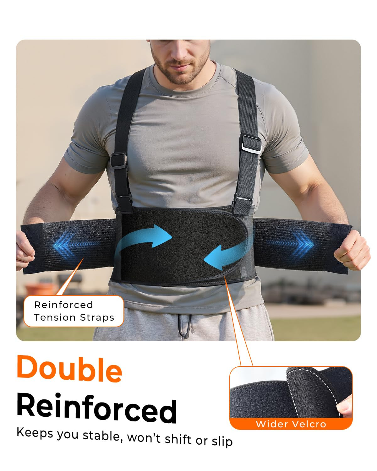 Medical-Grade Work Back Brace with Adjustable Shoulder Straps [Stronger Support