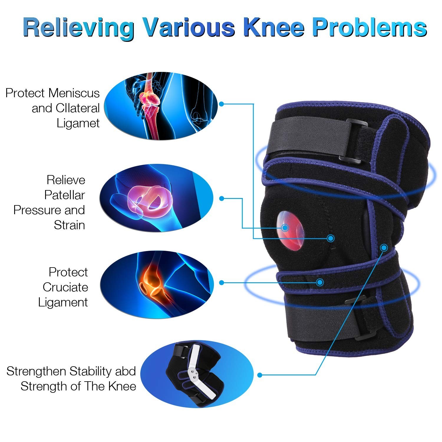 Hinged Knee Brace Dual Strap Patellar Stabilization Design & High-Leve(2XL)