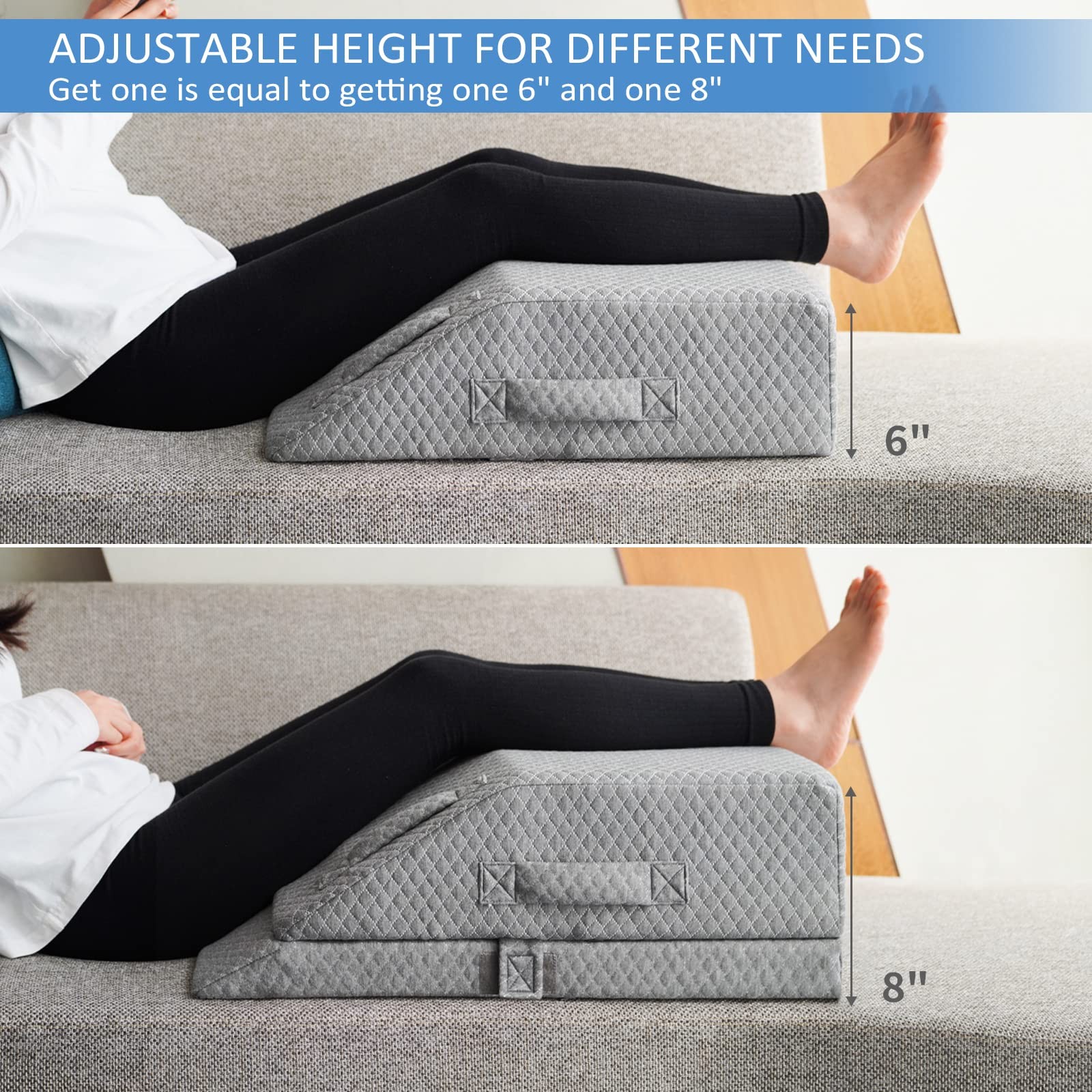 Adjustable Leg Elevation Pillows for Swelling, Cooling Gel Memory Foam Wedge Pil