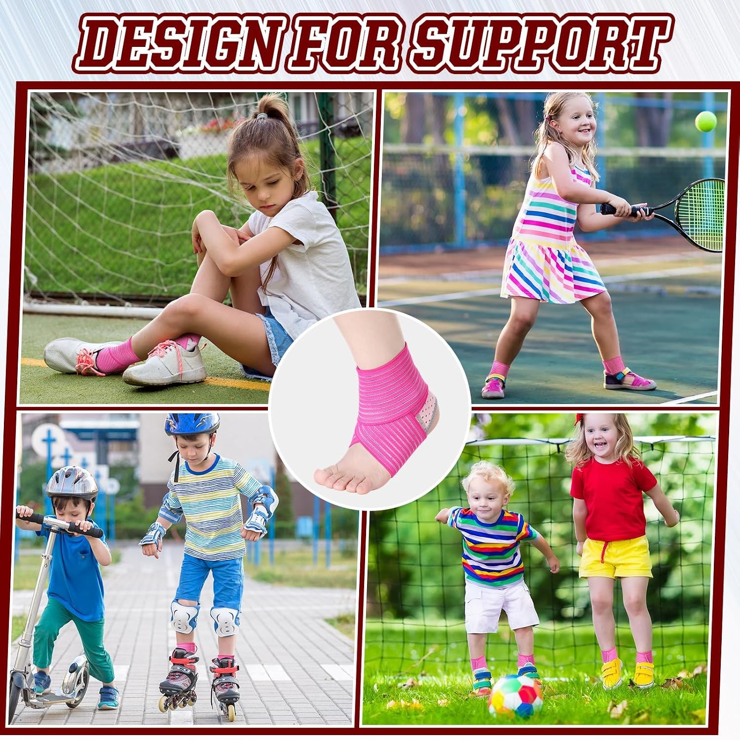 2 Pairs Kid’s Ankle Support Brace Child Elastic Ankle Compression Sleeve
