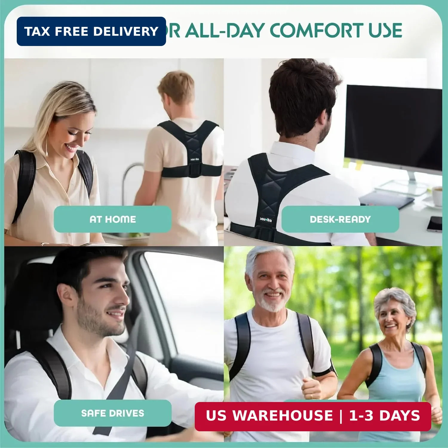 **Posture Corrector for Women & Men – Adjustable Back Brace Support for Upper Ba