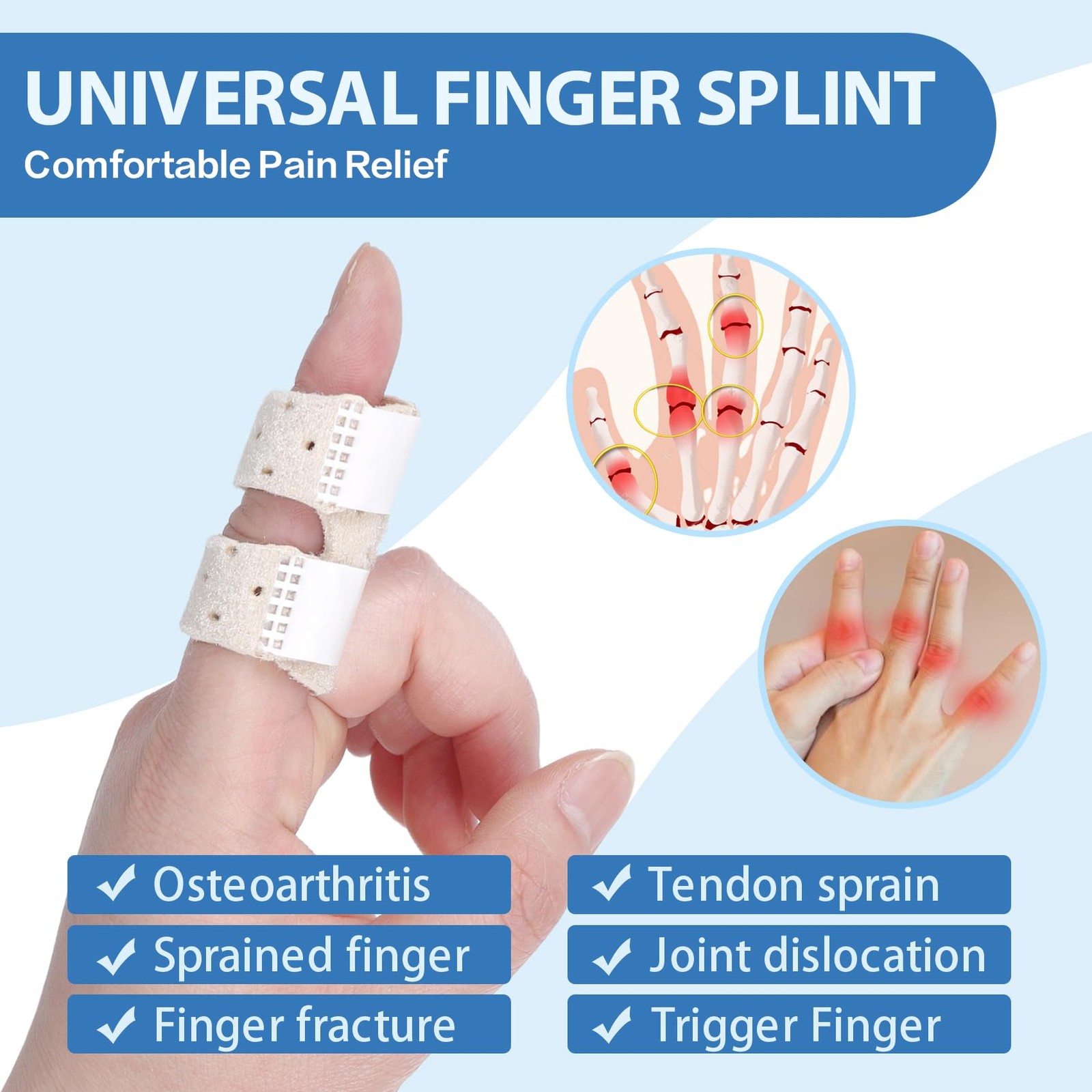 5 PCS Breathable Trigger Finger Splint, Adjustable Finger Brace, Thumb Brace …