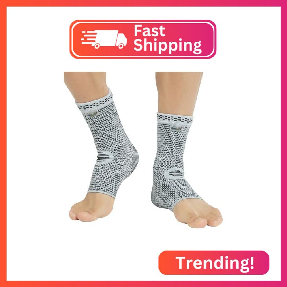 NeoTech Care Ankle Support Brace – Breathable – Men, Women, Right or Left (Gray,