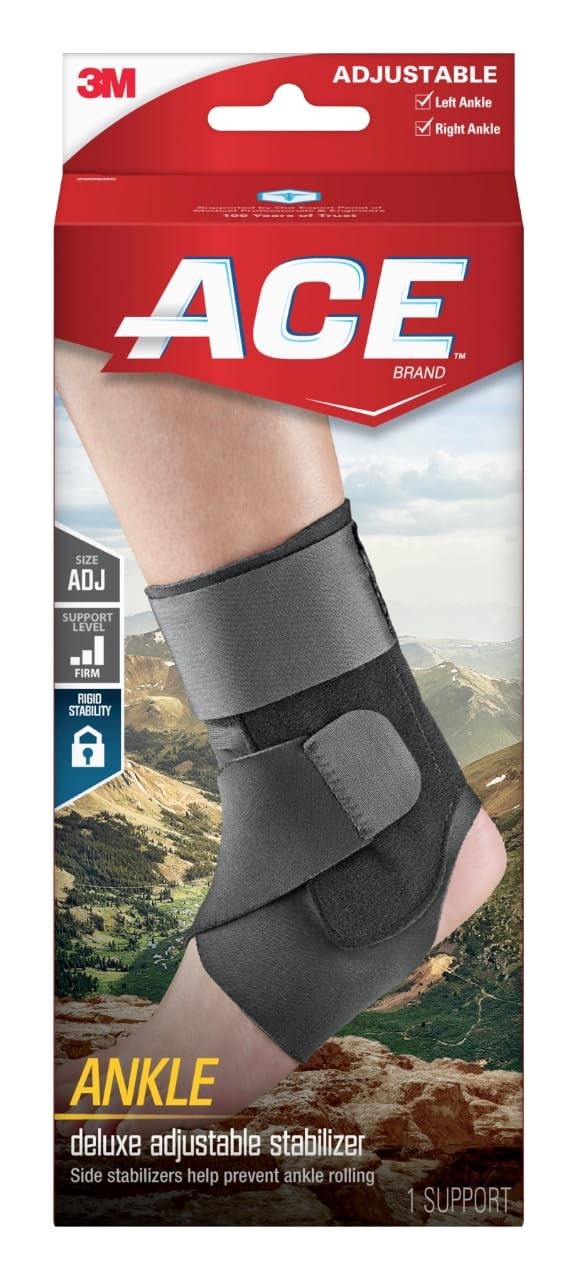 Deluxe Ankle Stabilizer, Adjustable, Black, 1/Pack