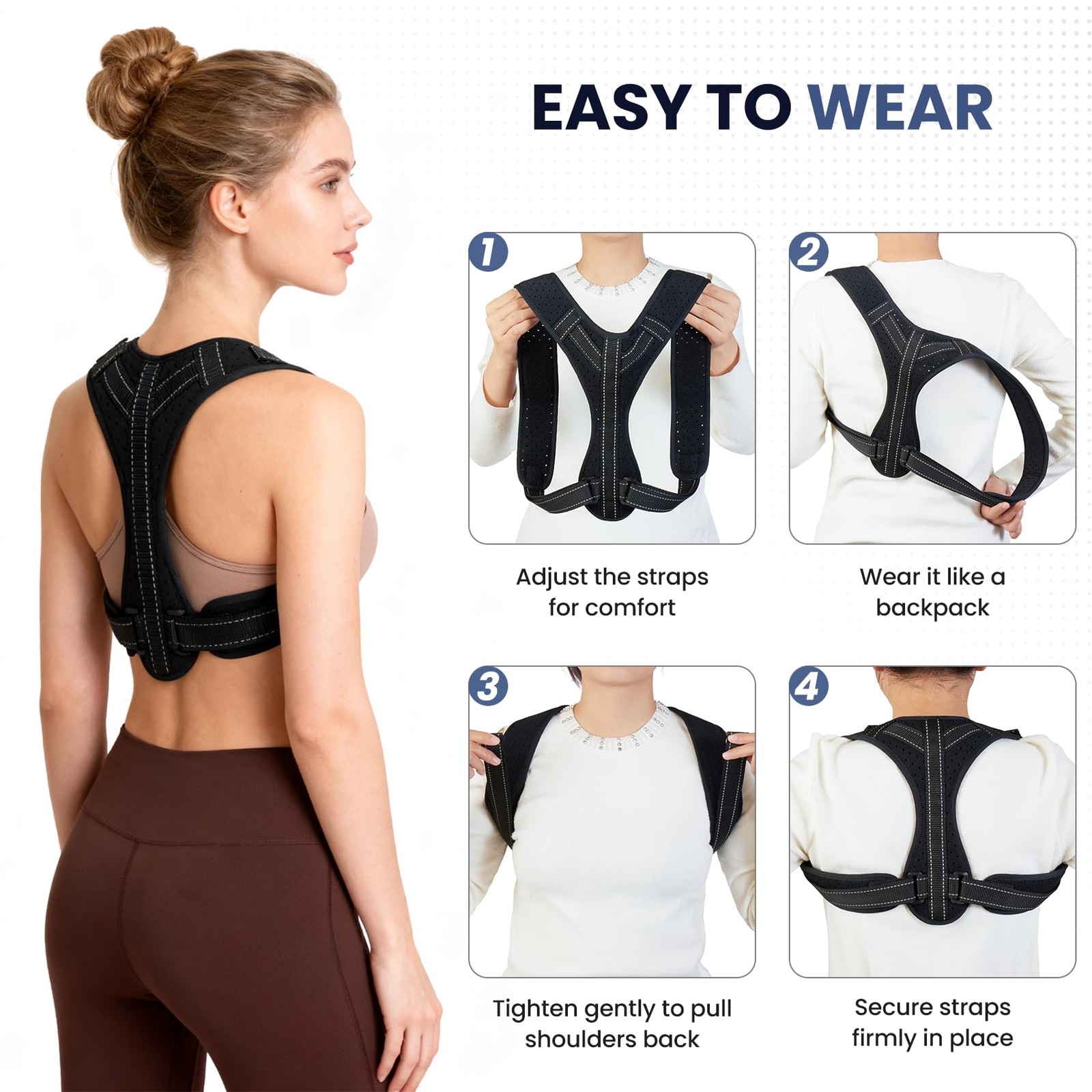 Posture Corrector for Men and , Adjustable Back Brace Upper Spine Straightene…