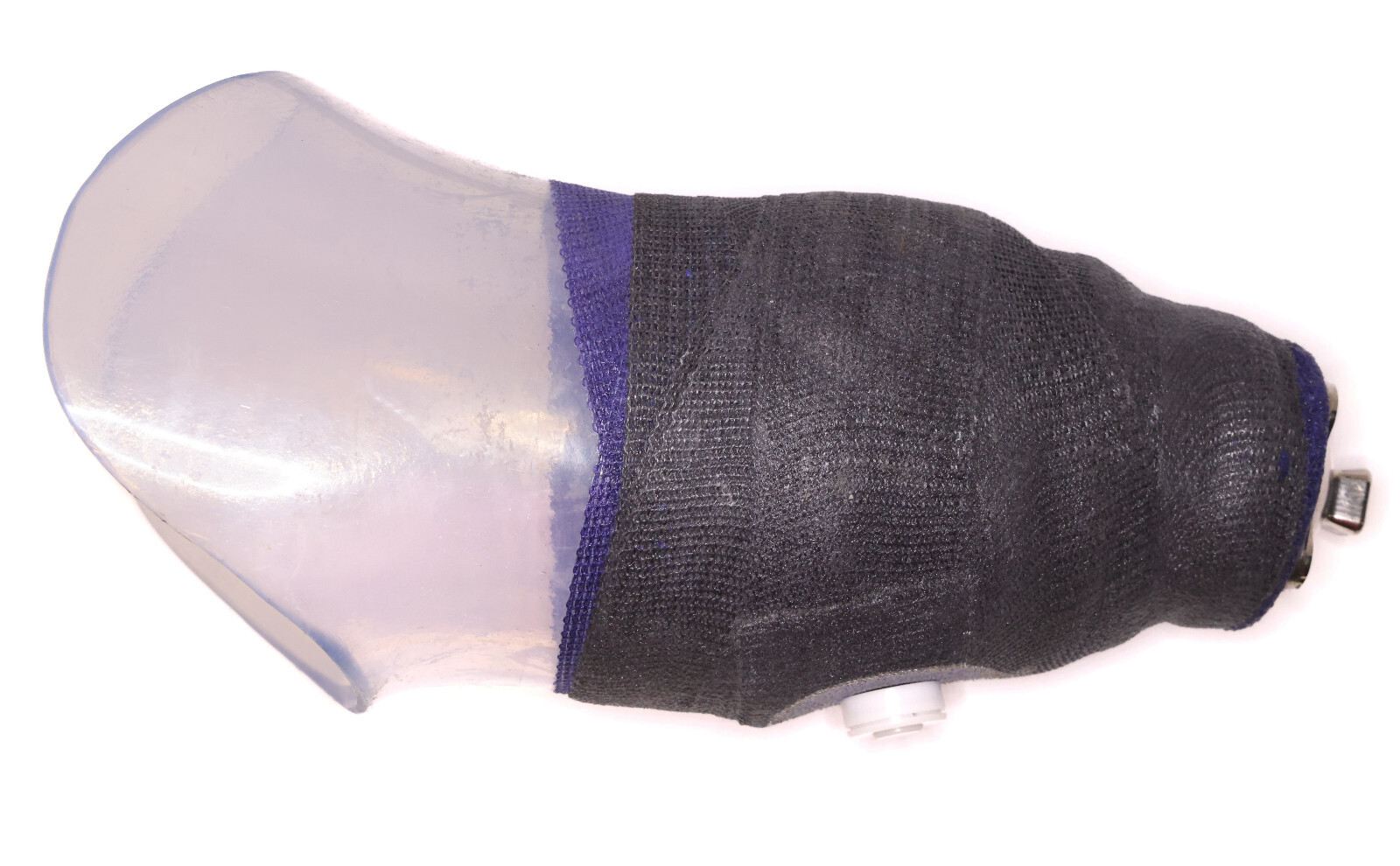 PROSTHETIC CLEAR LEG SOCKET w EXPULSION VALVE & MOUNTING PYRAMIDAL BASE H=12.5″