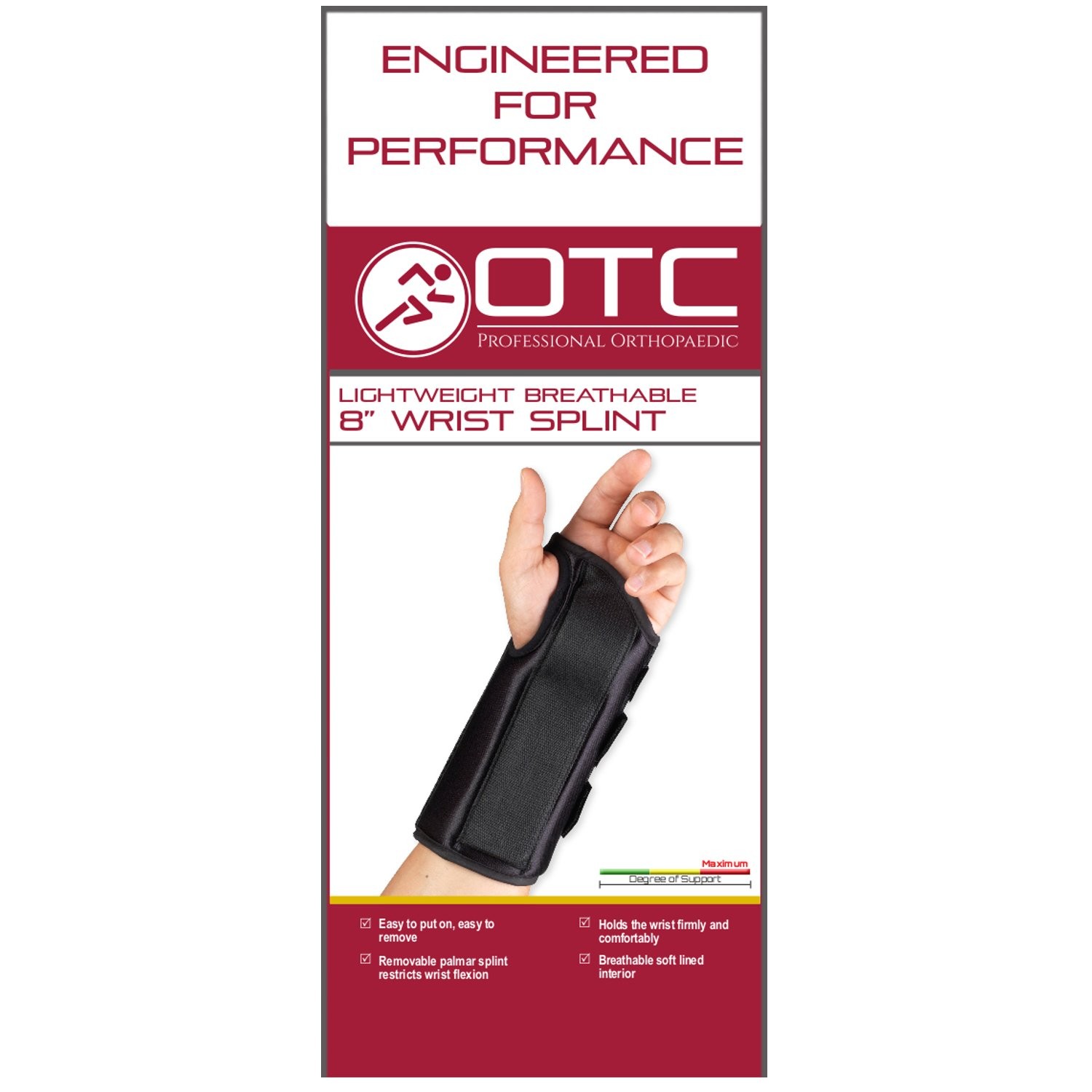 OTC Lightweight Breathable, 8″ Wrist Splint, Right, X-Large
