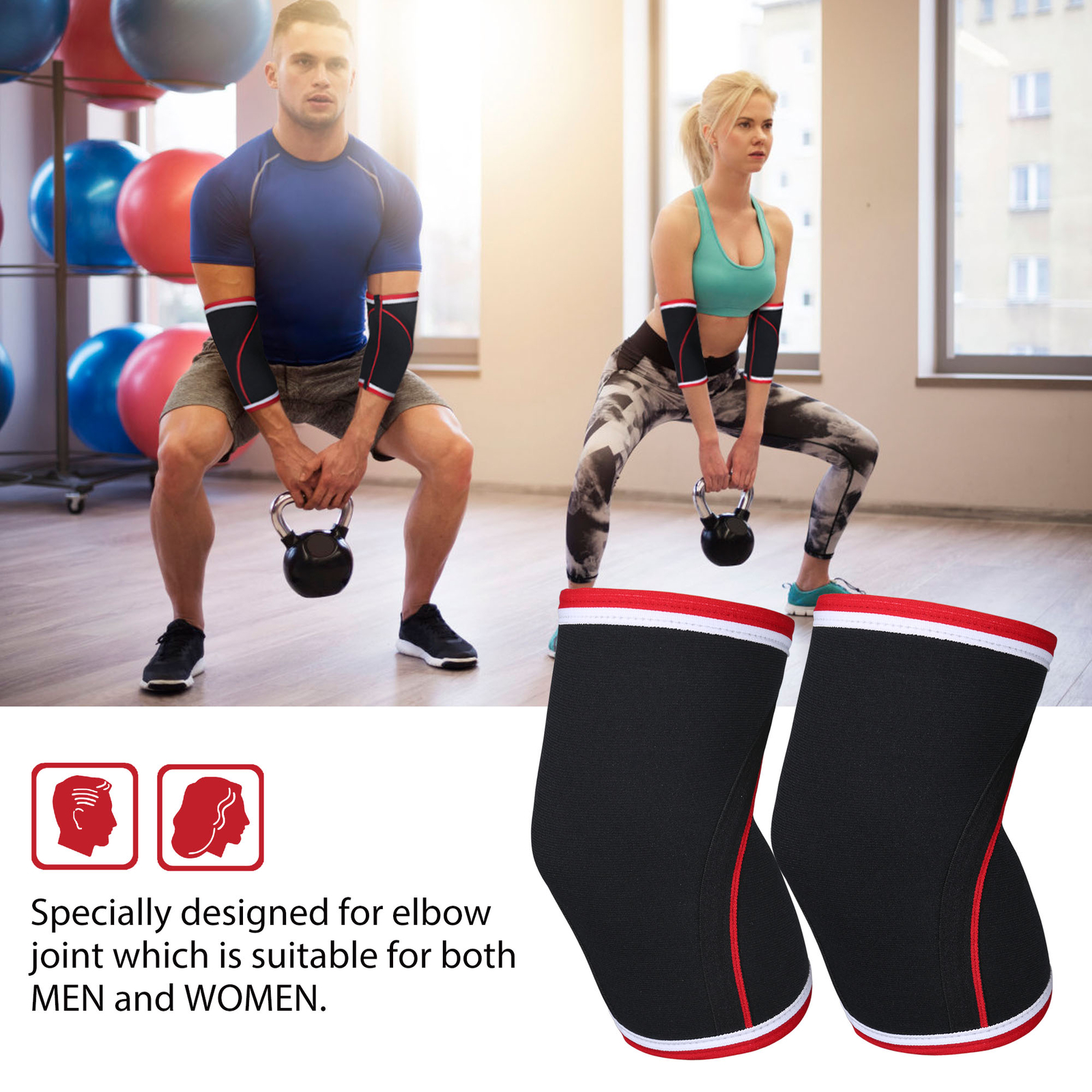 2x Elbow Compression Sleeves Neoprene 5mm Weightlifting Gym Power Weight lifting