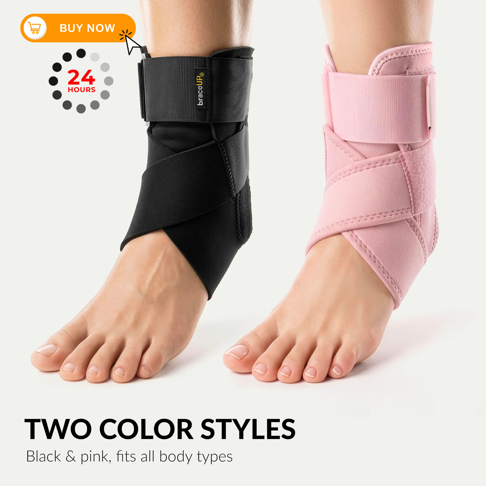 BraceUP Ankle Brace – Relieve Pain, Enhance Stability for One Size, Black