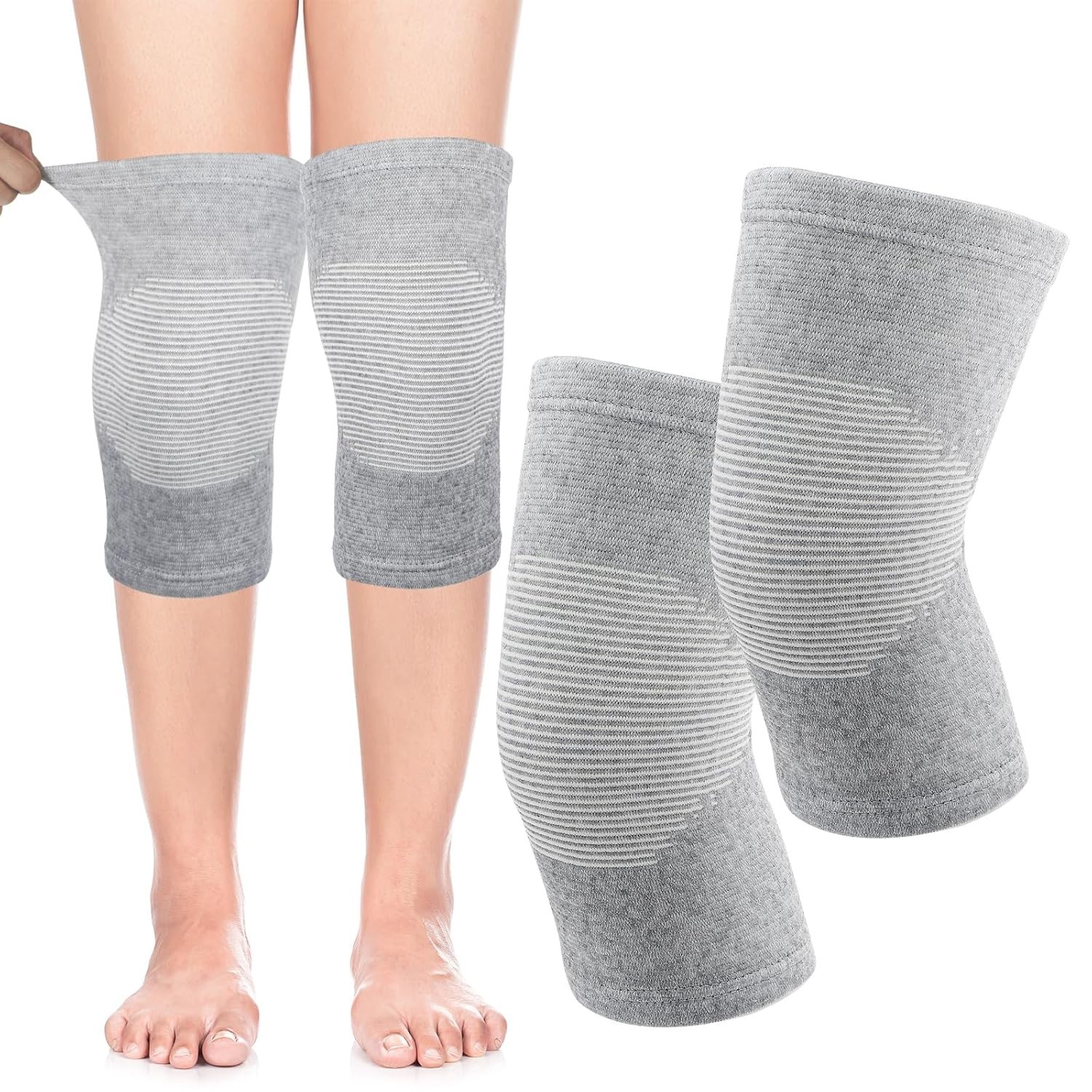 Bamboo Knee Sleeve Elastic Compression Knee Brace Warm Breathable Pads XL