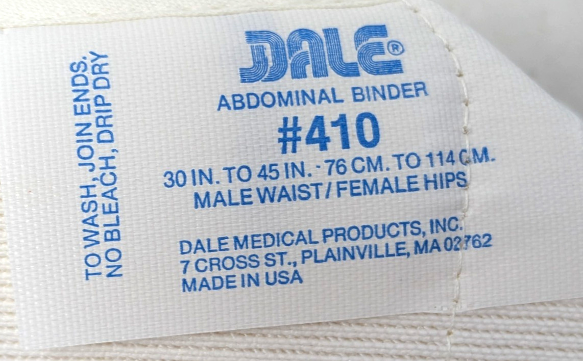 New Vintage Dale #410 Size 30-45in Male Waist Female Hips Abdominal Binder USA