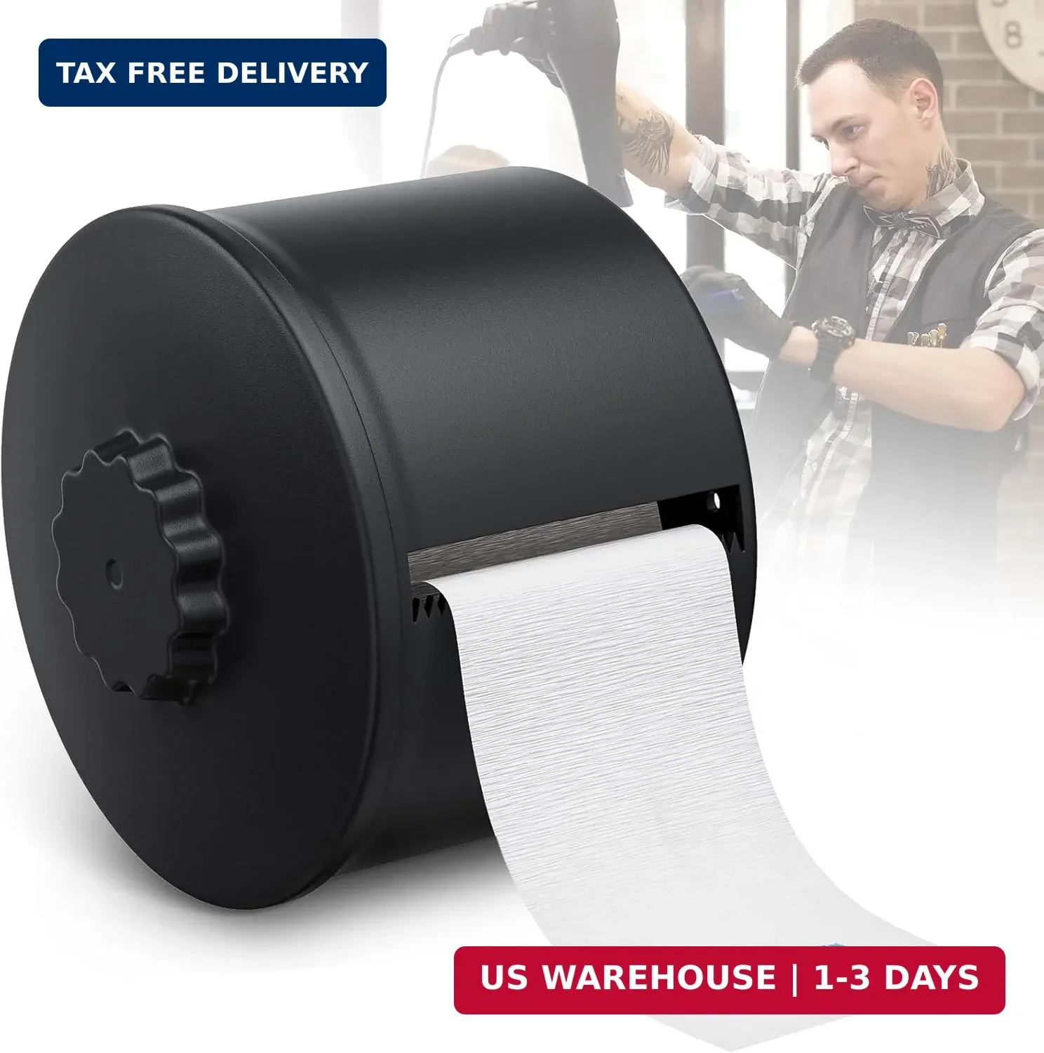 Neck Strip Dispenser, Black Barber Neck Strip Holder Dispenser with 4PCS Adhesiv