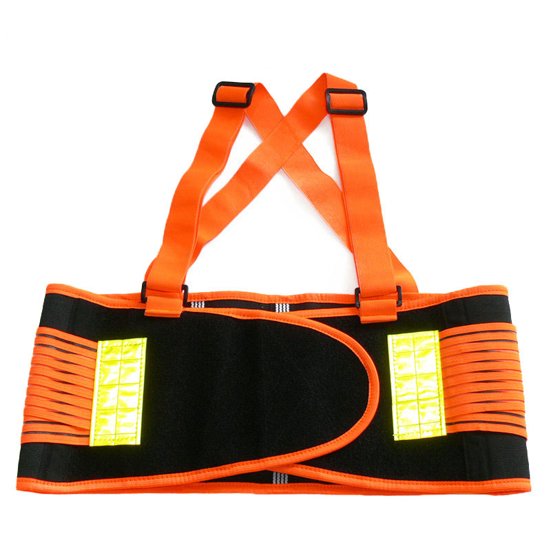 BACK BRACE LUMBAR SUPPORT HI VIS ORANGE INDUSTRIAL LIFT BELT WAREHOUSE