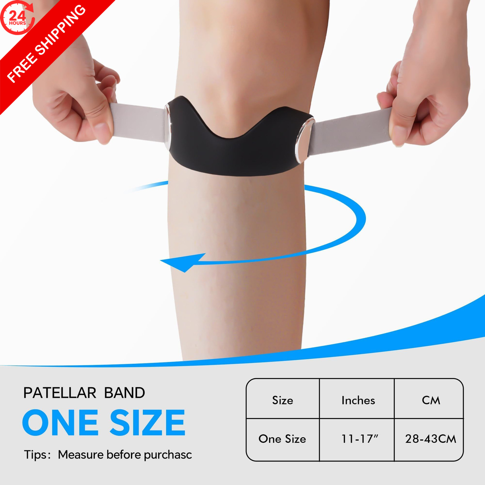 HHBOXIU Patellar Tendon Support Strap 2-Pack – Patella Band & Knee Black