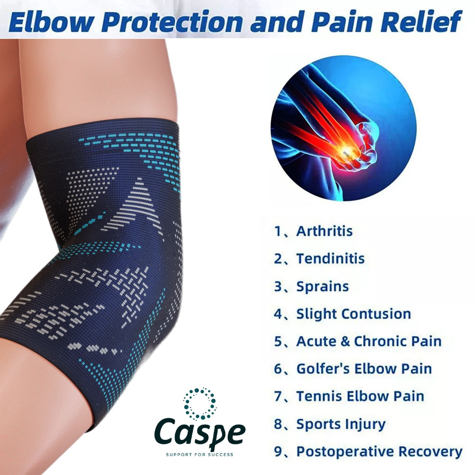 2 Pcs Elbow Brace Compression Support Sleeve Fit Arthritis Tendonitis Joint Pain