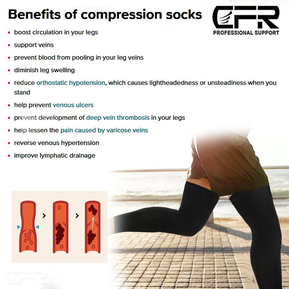CFR Leg Brace Thigh High Compression Sleeve Socks Support Pain Relief Men Women