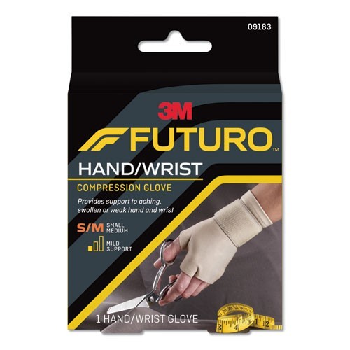 FUTURO Energizing Support Glove, Small/Medium, Fits Palm Size 6.5″ – 8.0″, Tan