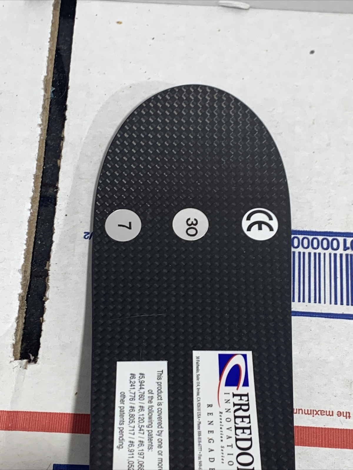 Freedom Innovations Renegade Prosthetic Foot. Size 30. Cat 7. Ht 8.5”. R SHELL