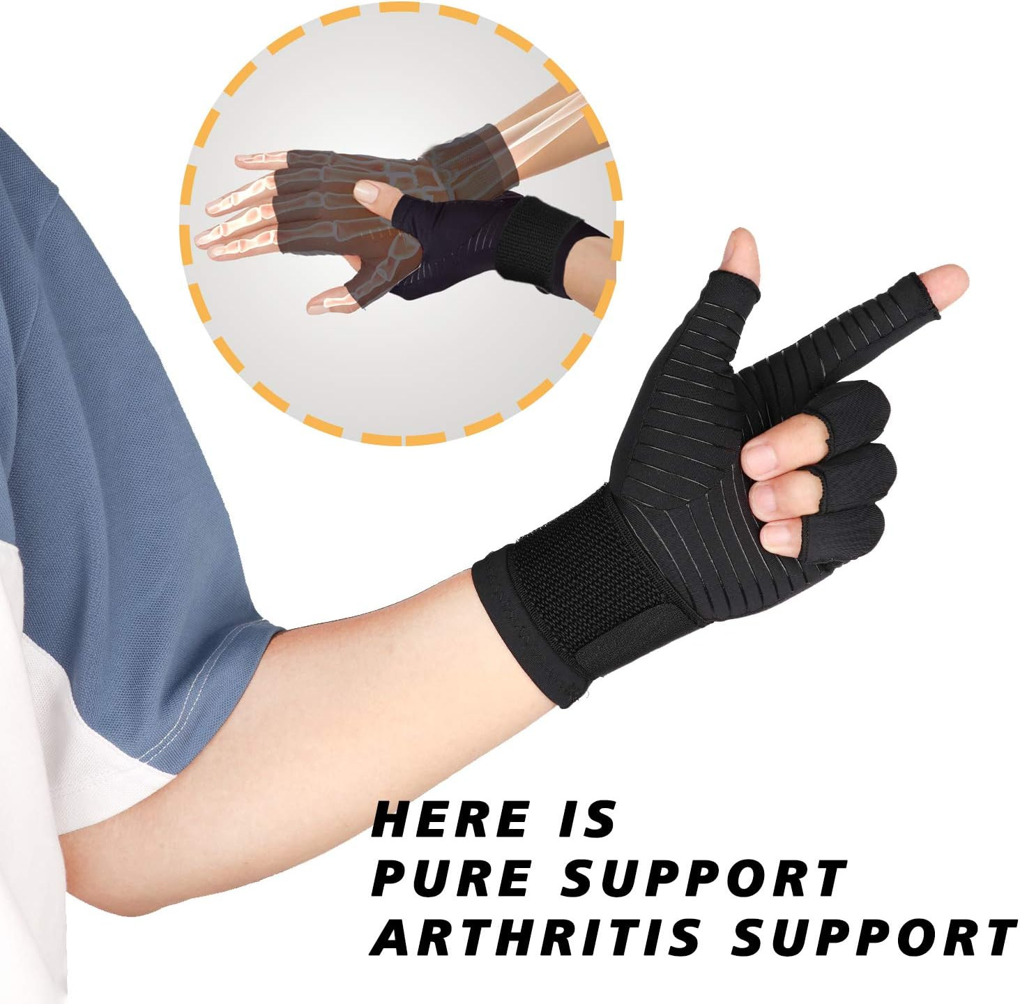 Compression Arthritis Gloves with Strap, Carpal Tunnel,Support