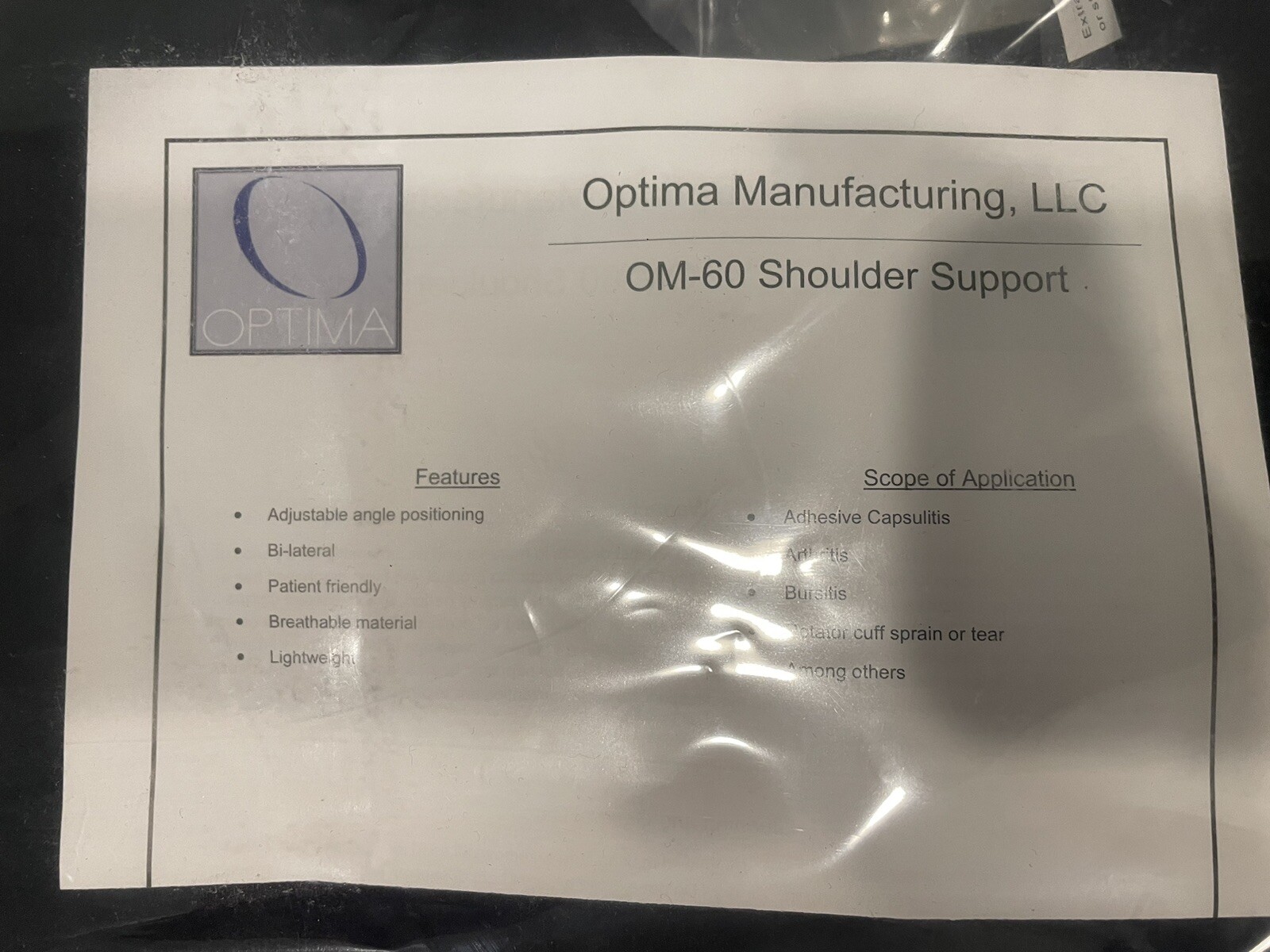 OM-60-101 Shoulder Support Rehab Brace Small 59-68” S NEW! FREE SHIPPING!