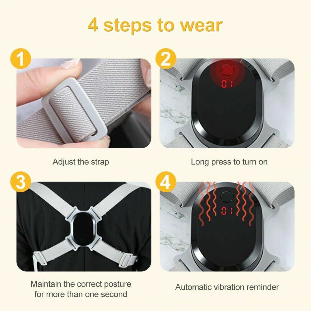 Smart Sensor Shoulder Corrector Belt Back Posture Supporter Hunchback Straight