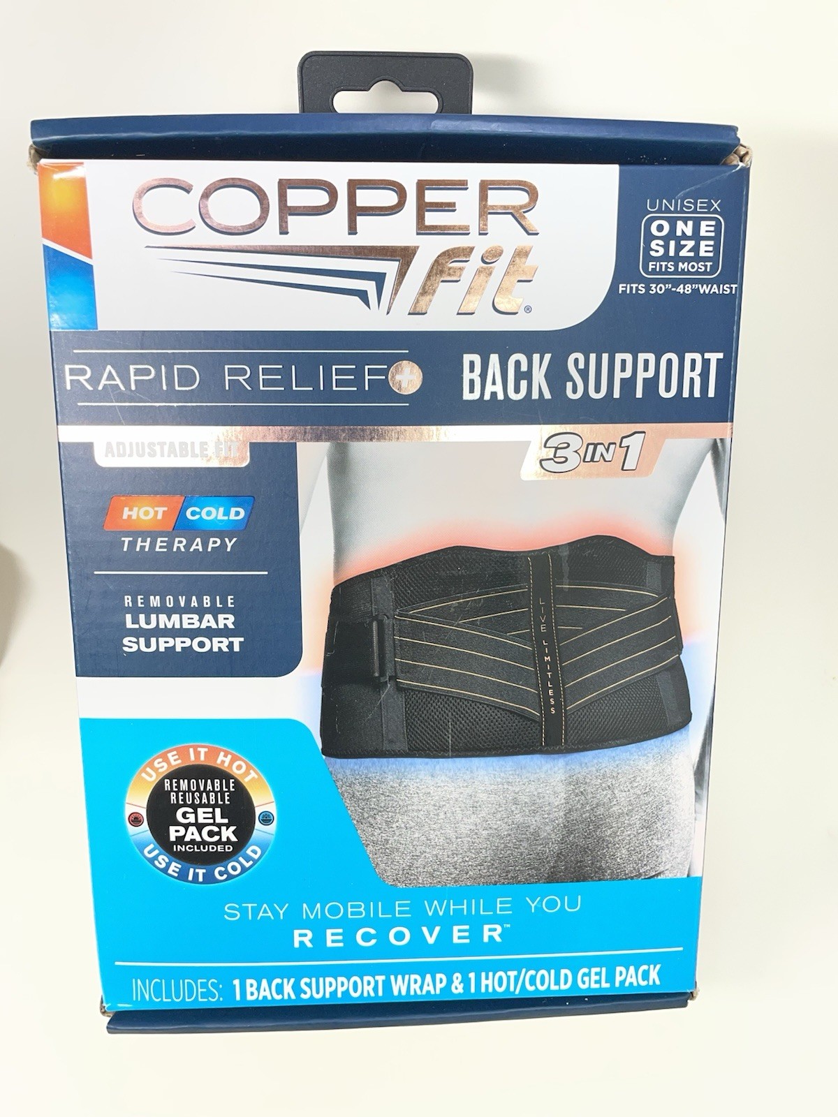 Copper Fit CFRRBK1SZ-001-OS Back Support Brace – Black