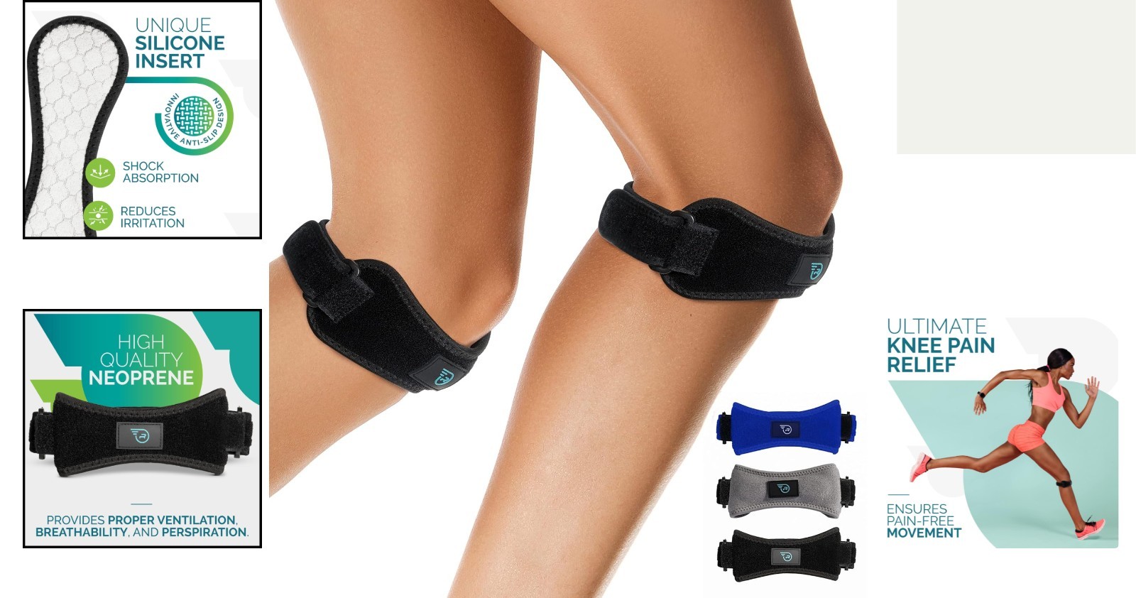 Lightweight Anti-Slip Black Knee Brace Support for Running & Basketball (2 Pack)