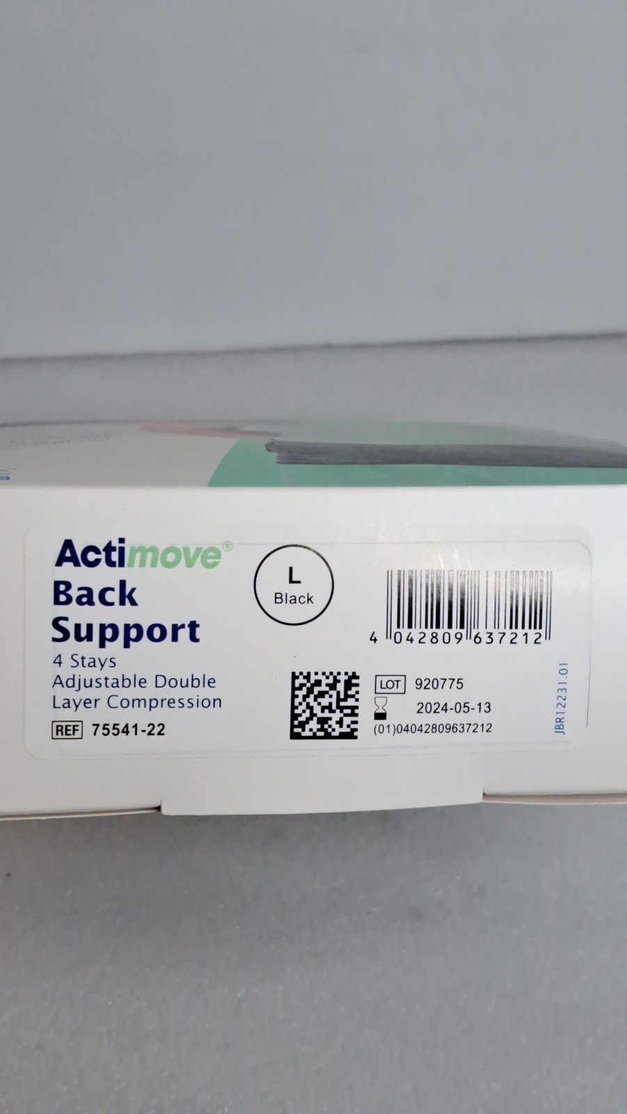 Actimove Back Support Brace 4 Stays Adjustable Compression Black New