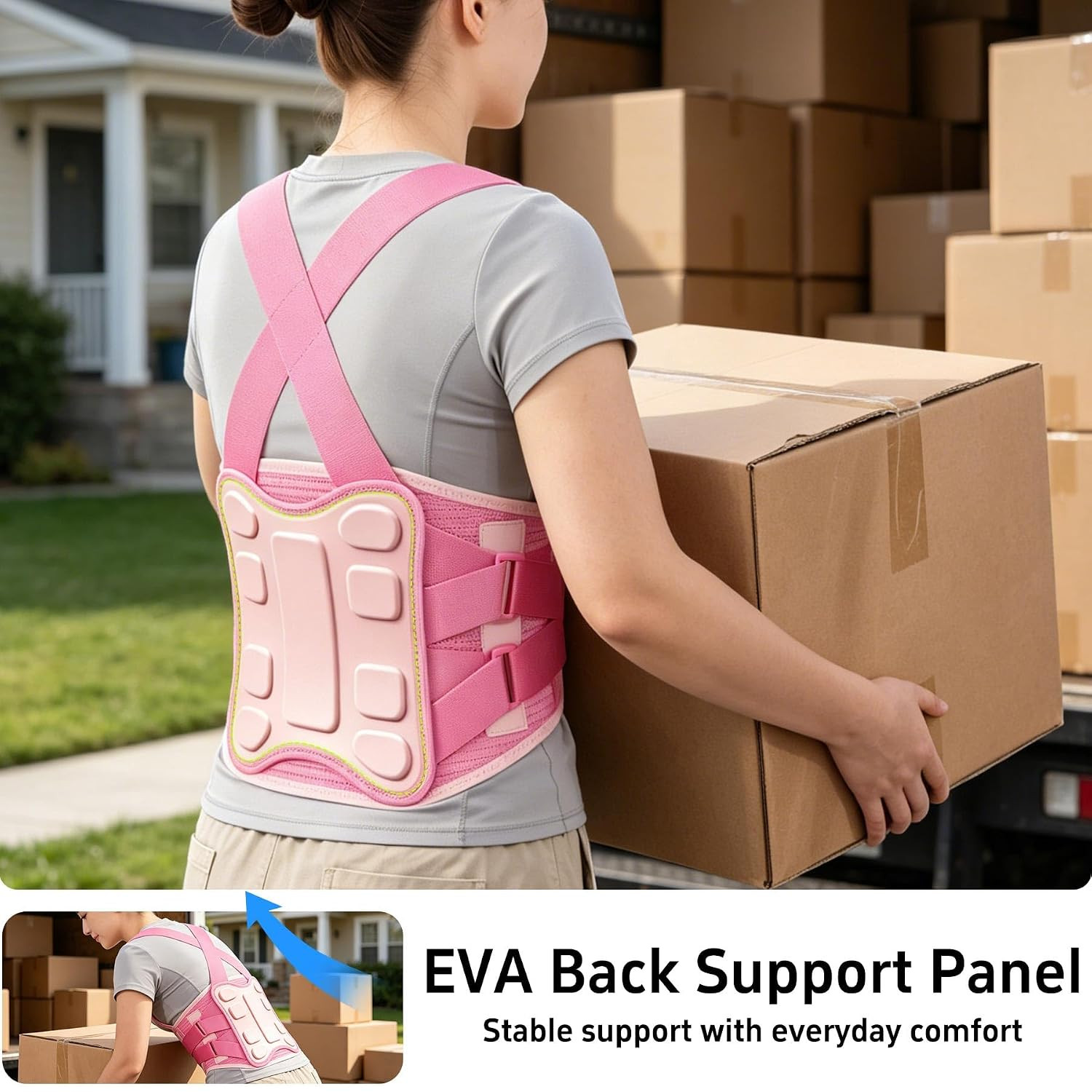 Back Brace for Women Men Lower Support Belt Braces Lifting Work Lift Heavy | Pai