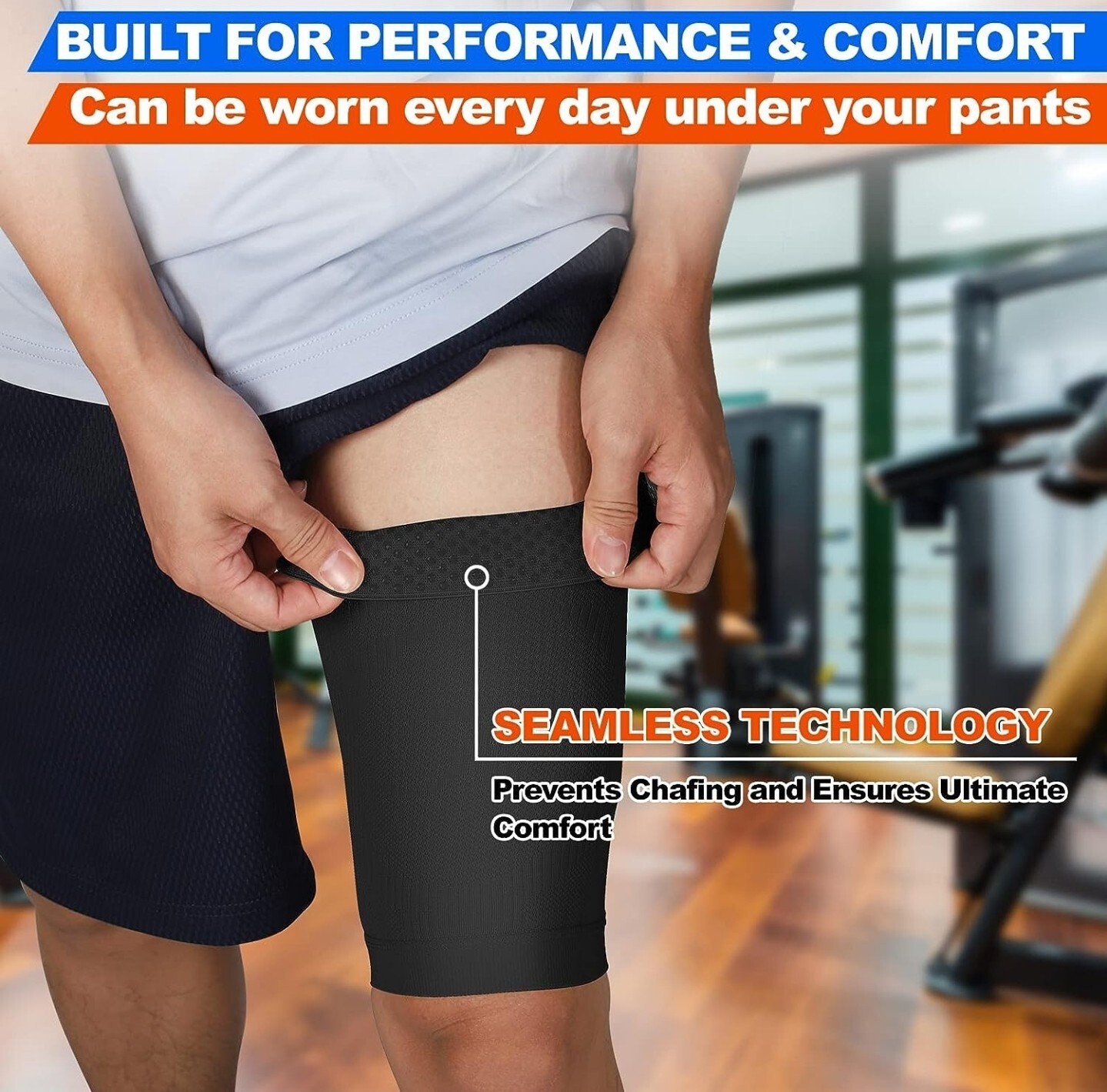 Keking Adult Comfortable and Breathable Black Thigh Compression Sleeve MEDIUM