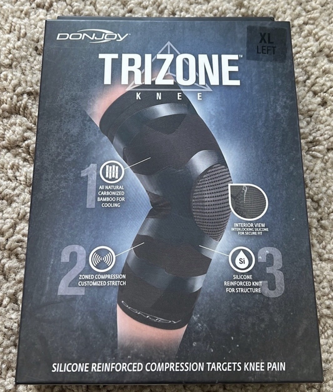 DonJoy TriZone Compression Knee Support Sleeve Left, XL