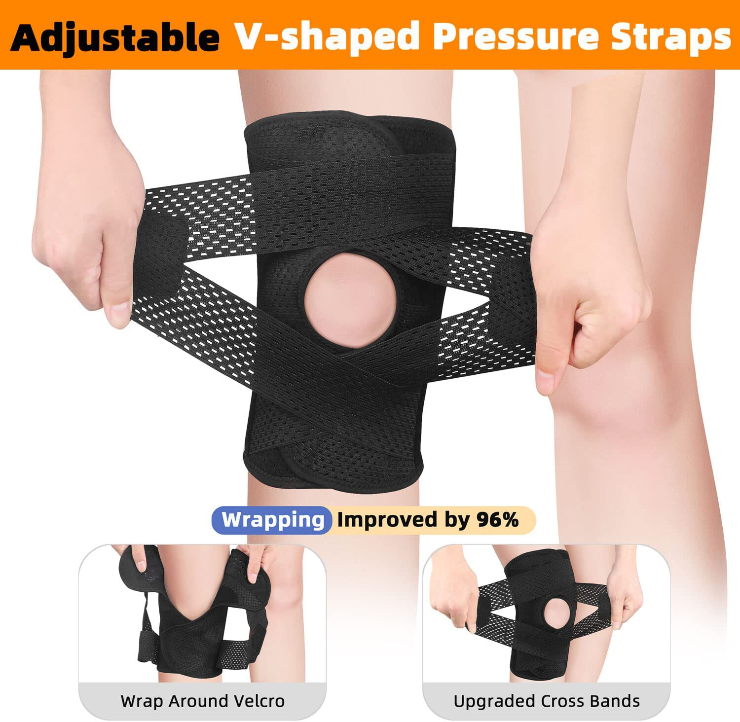 Knee Brace with Side Stabilizers Relieve Meniscus Tear Pain ACL Arthritis Straps