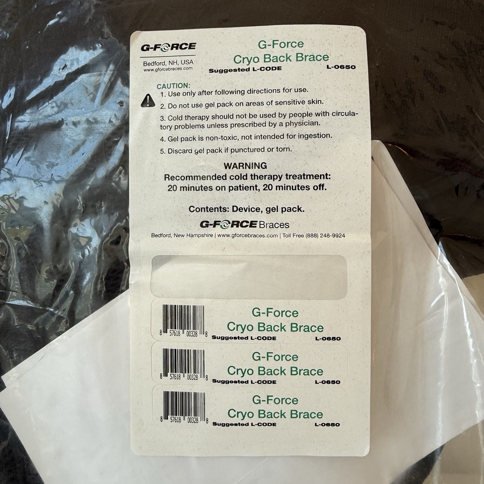 G-Force Cryo Adjustable Back Pain Relief Brace Pre-Loved