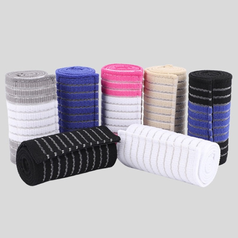 Stretchy Knee Support Strap 180X8cm Elastic Nylon Spandex Bandage For Running
