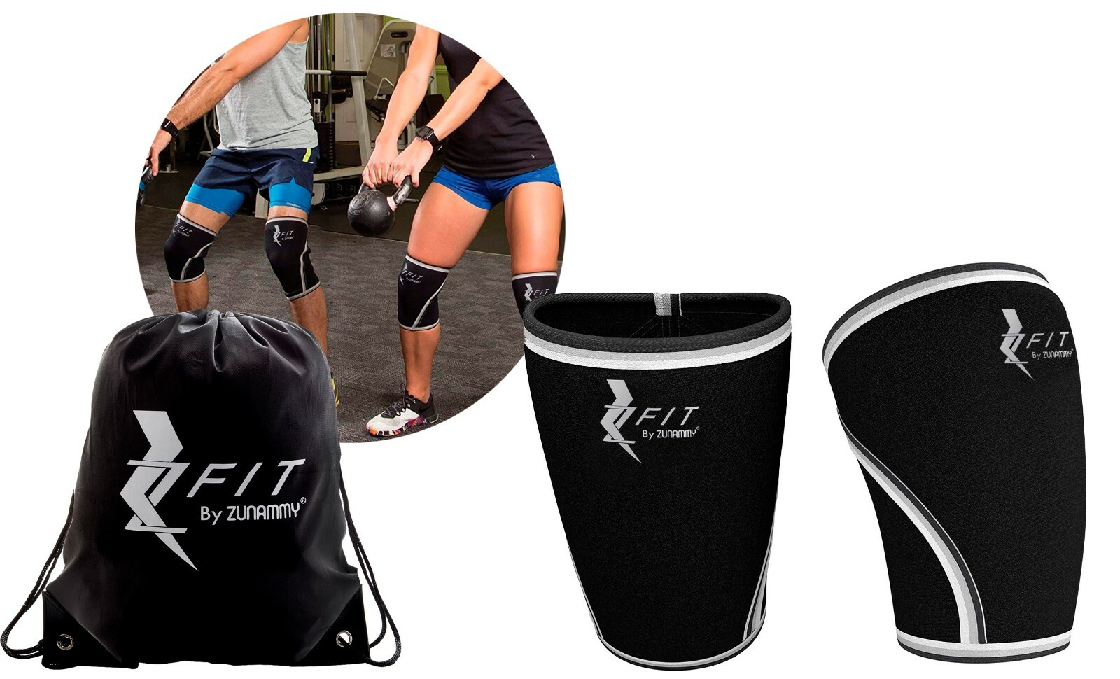 Zfit Neoprene Compression Knee Sleeve Weightlifting, Injury Recovery ( 2 Pack )