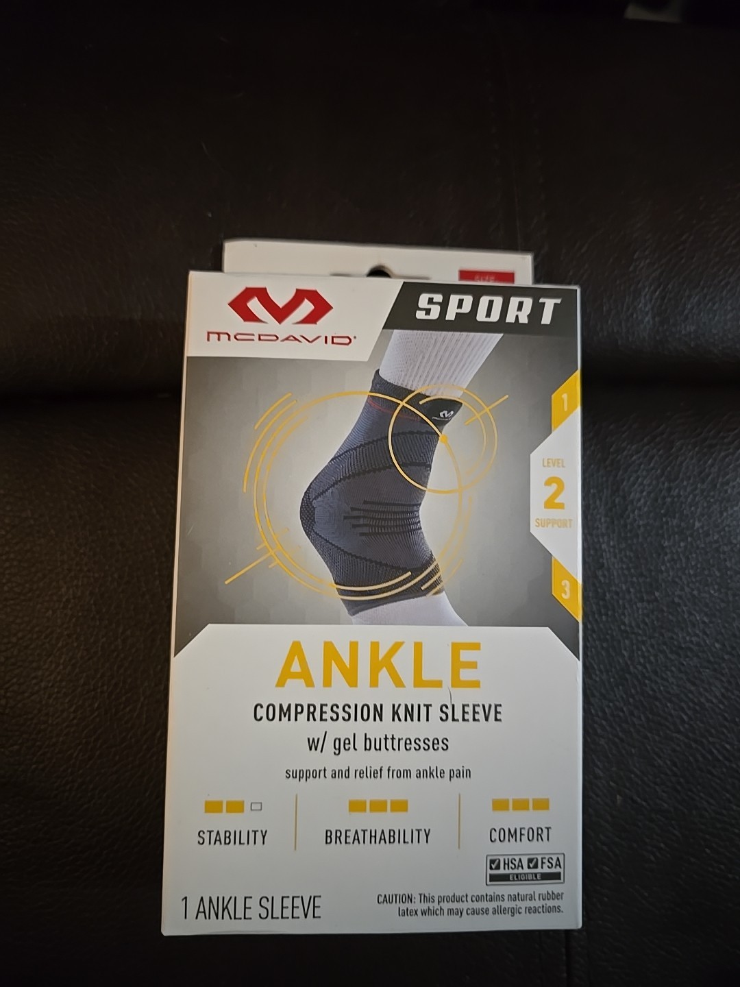 MCDAVID ANKLE COMPRESSION KNIT SLEEVE W/ GEL BUTRESSES, SMALL/MEDIUM (K29)