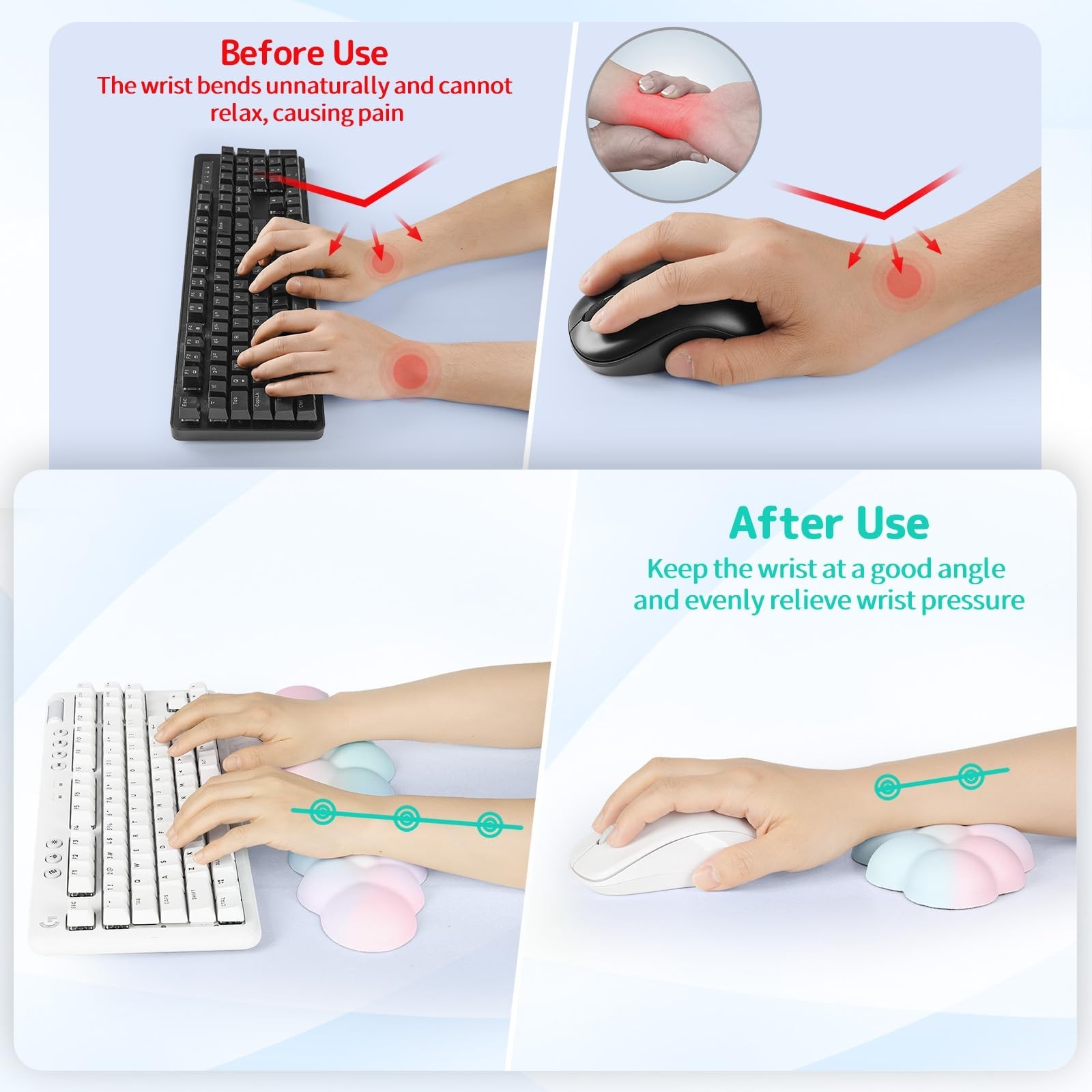 Sushret Cloud Wrist Rest Keyboard, Cloud Keyboard Wrist Pad Set with PU Leath…
