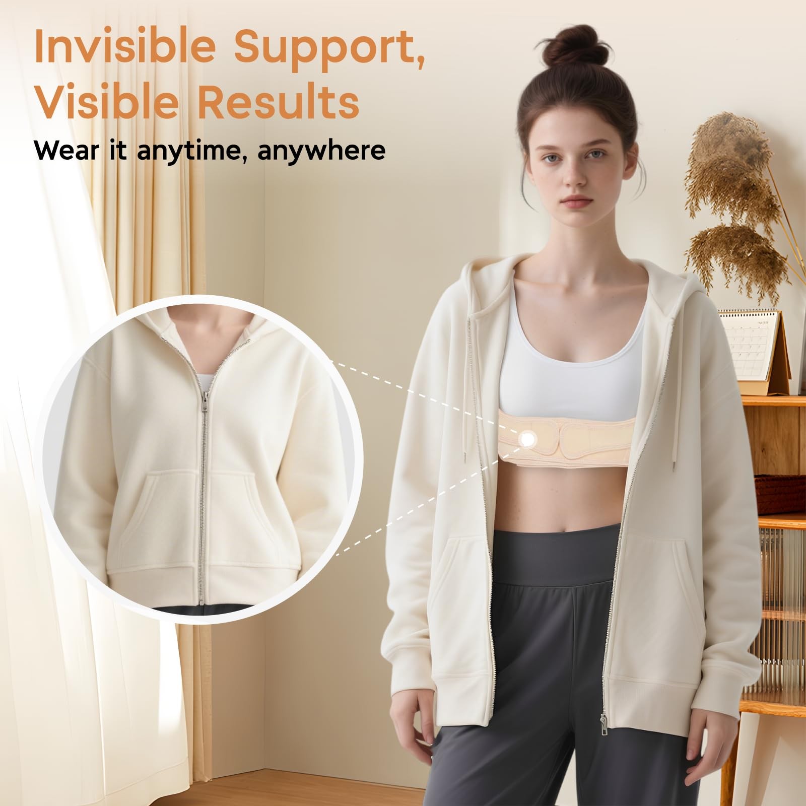 BLACKYEW Back Brace Posture Corrector for Women and Men, Adjustable L, Beige