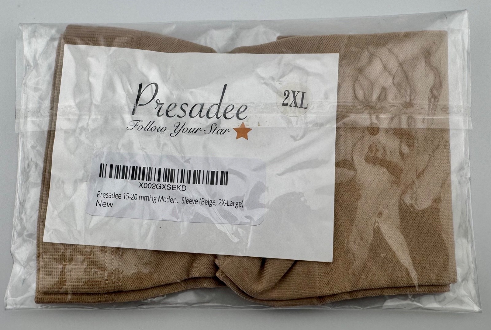 Compression Socks PRESADEE Open Toe 15-20 mmHg (Sz 2XL) Beige