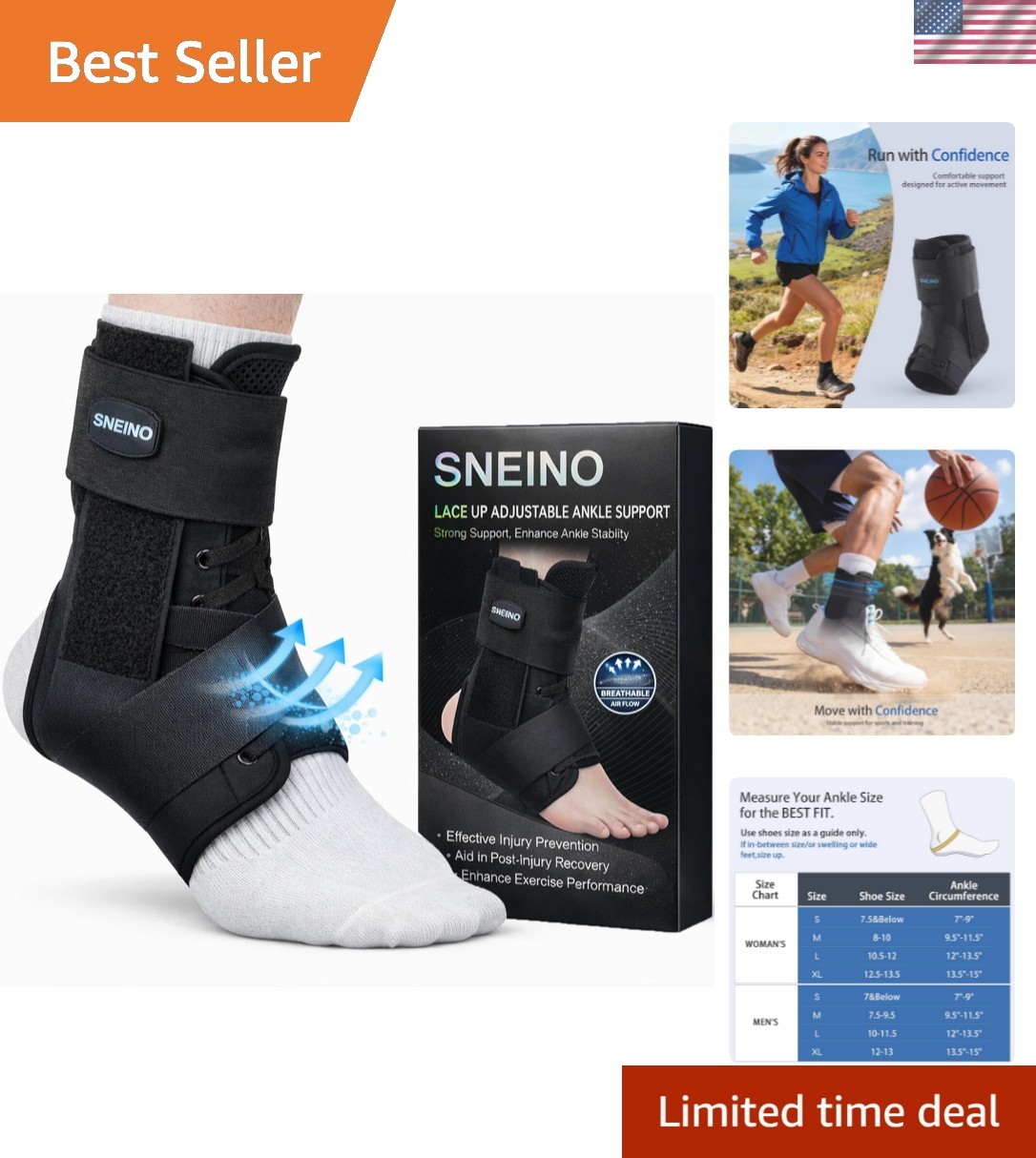 Ankle Support Brace for Women Men Sprain Tendon Recovery Stabilizer for Runni…