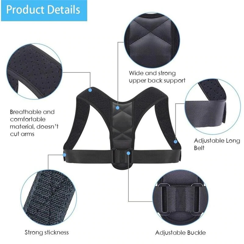 BLACK Posture Corrector (Adjustable to Multiple Body Sizes) FOR MEN AND WOMAN
