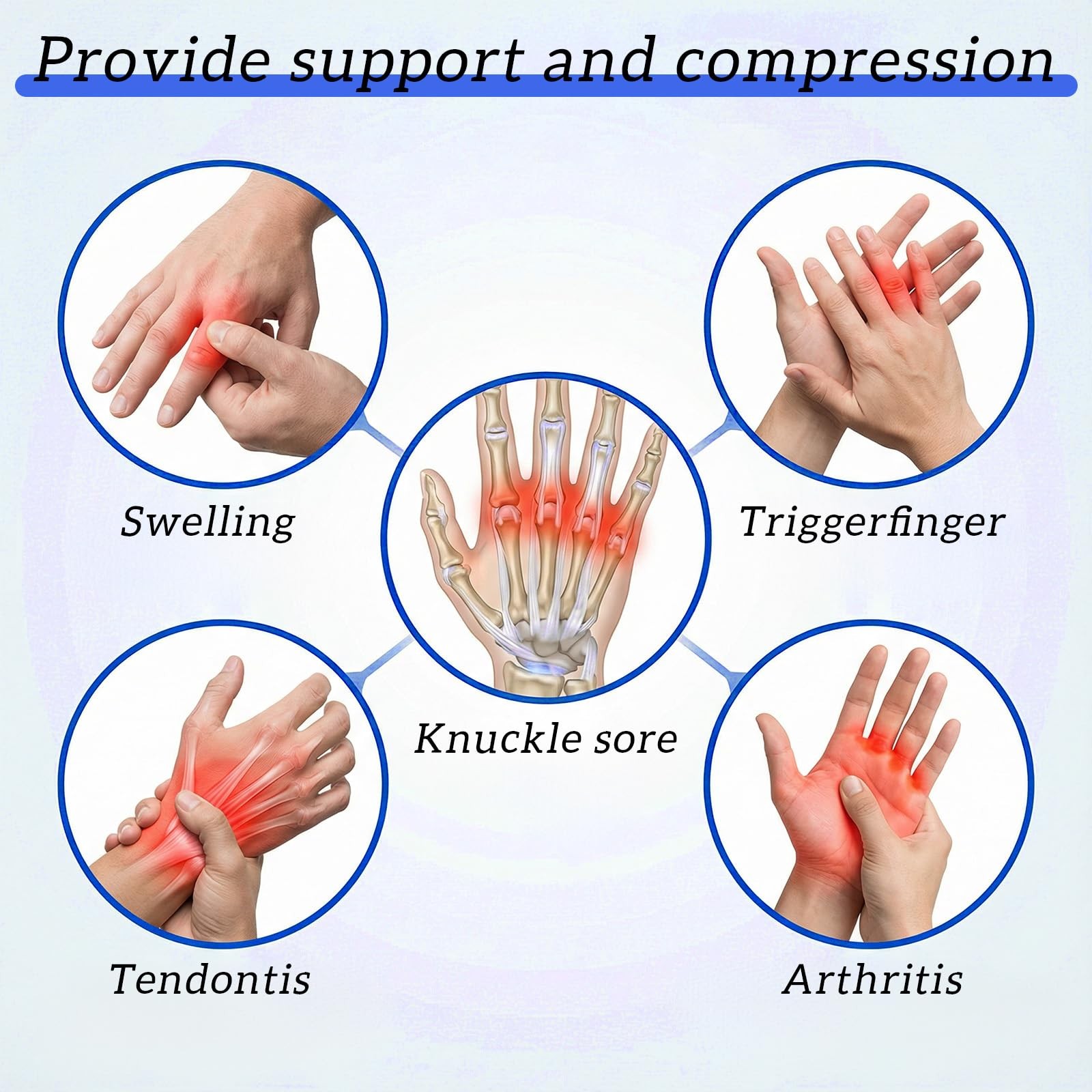 20 Pcs Elastic Finger Compression Sleeves Straps Thumb Splint Brace Support