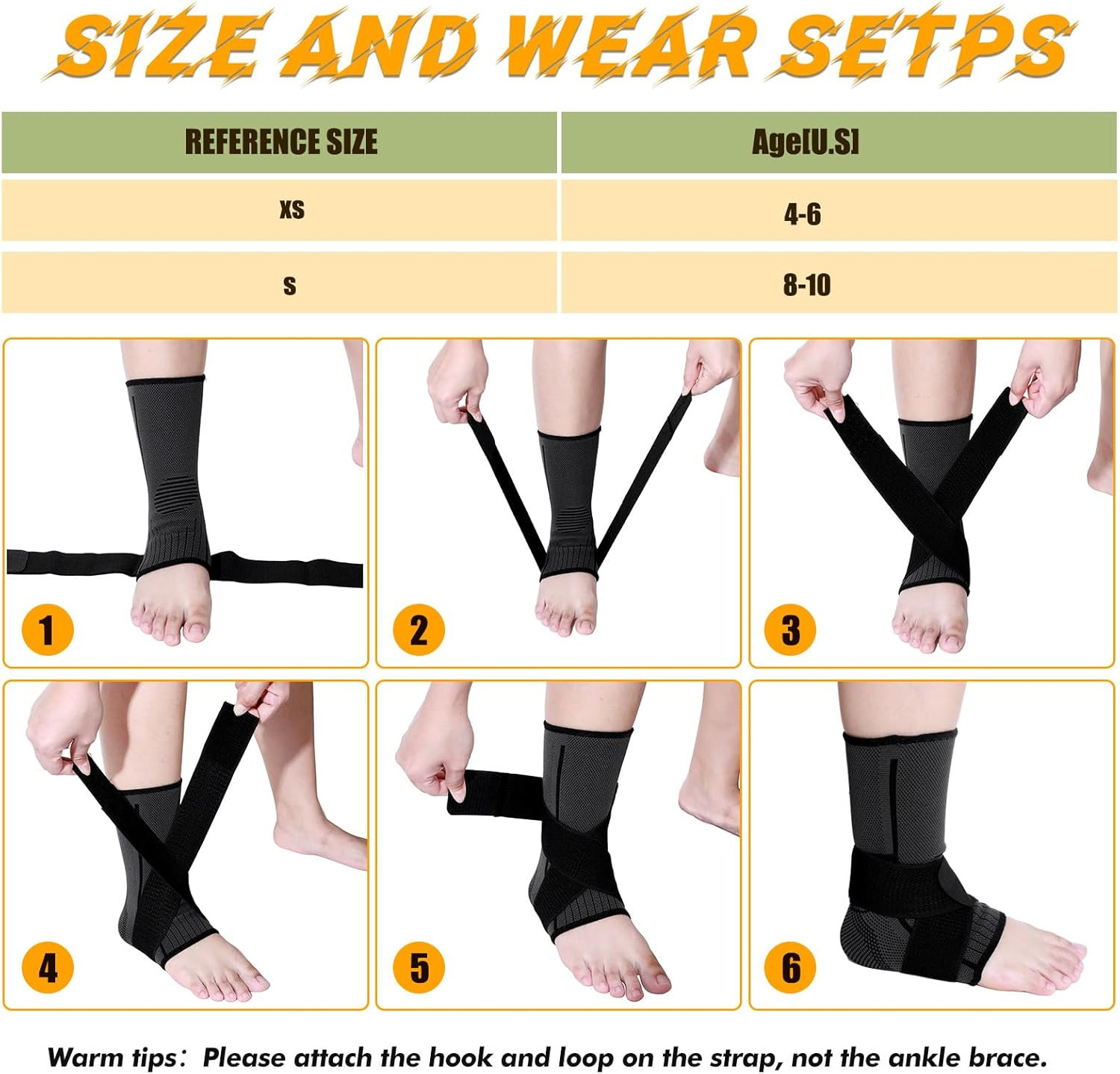 1 Pair Ankle Brace for Kids Compression Ankle Sleeves Adjustable Foot Support Br
