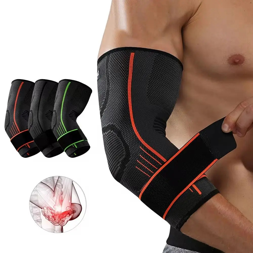Durable Nylon Elbow Support Black Grey Orange Elastic Arm Sleeve Breathable.